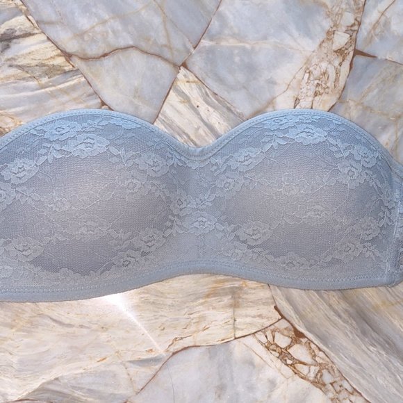 Victoria Secret Pink Very Sexy XS Grey Bra Top Strapless Bralette Lace Mesh - Picture 6 of 8